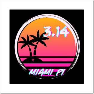 Pi Vaporwave Sunset 80s Pink and Orange 3.14 Miami Pi Posters and Art